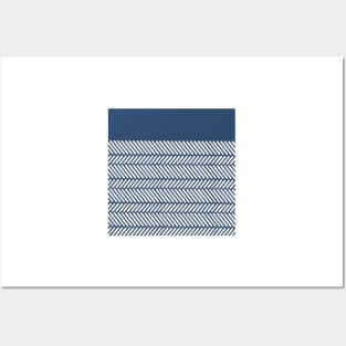 Herringbone Boarder Navy Posters and Art